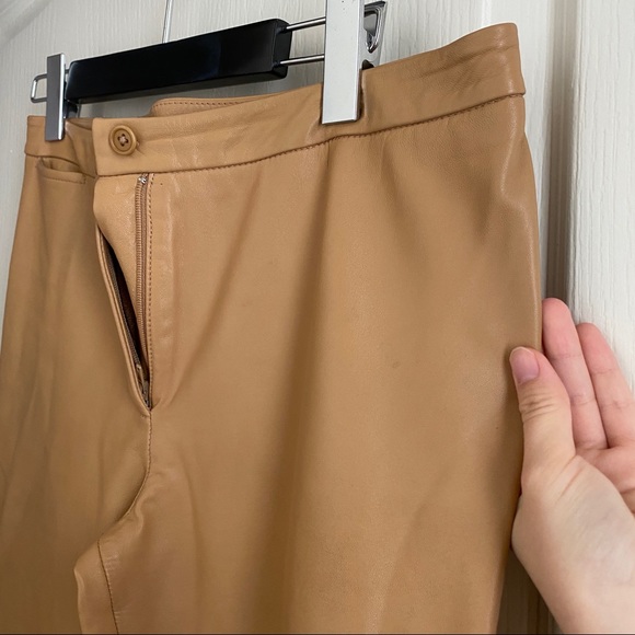 BCBGMaxAzria tan 100% leather pants - Picture 3 of 12
